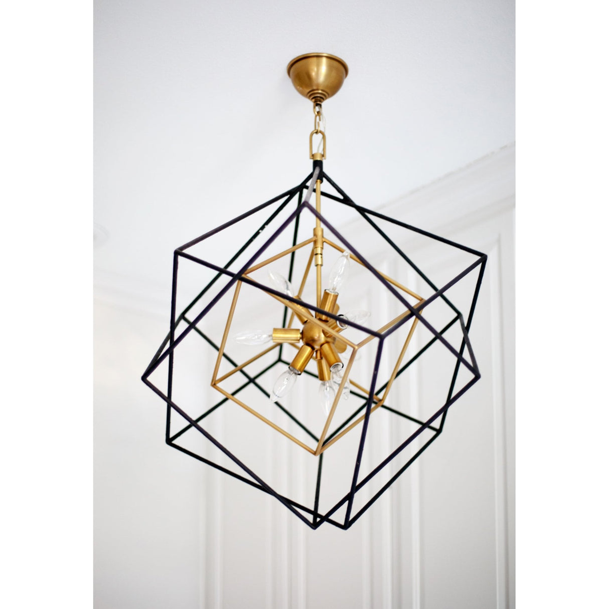 Aged Brass Atomic Pendant Chandelier