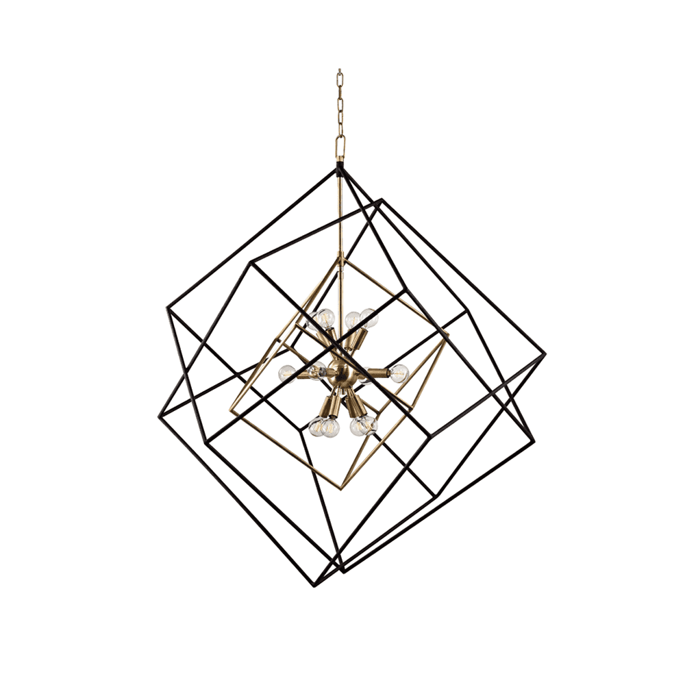 Atomic Elegance Aged Brass Chandelier