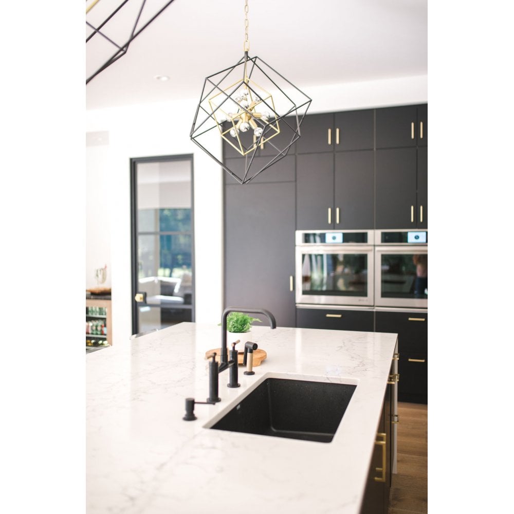 Atomic Elegance Aged Brass Chandelier