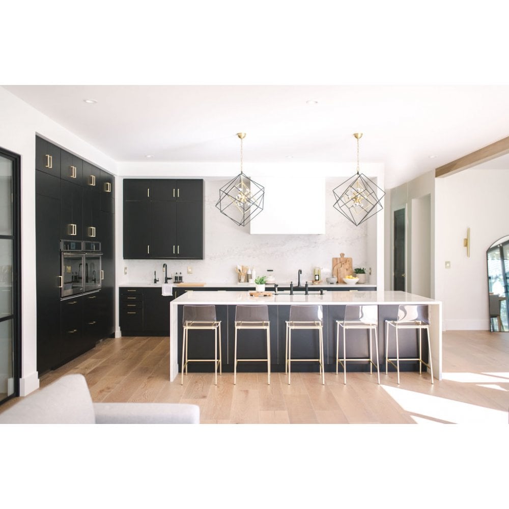 Atomic Elegance Aged Brass Chandelier