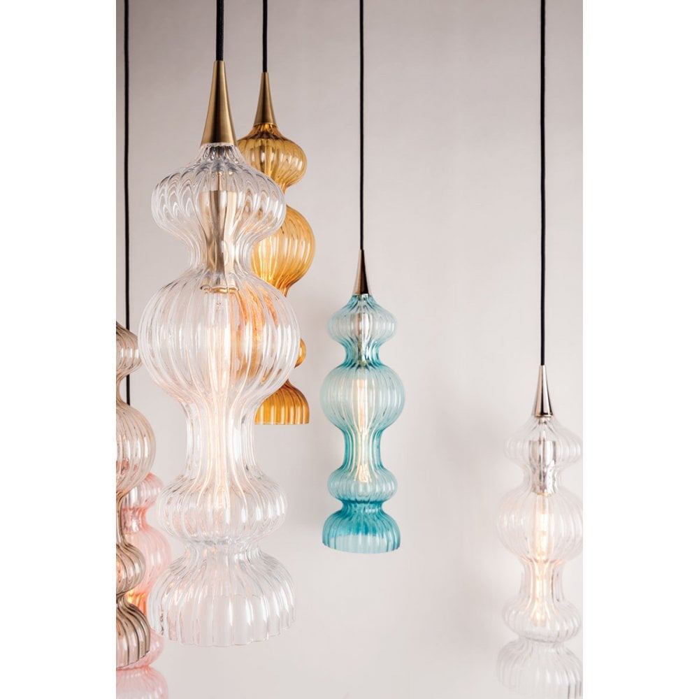 Pomfret Vintage Brass Glass Pendant