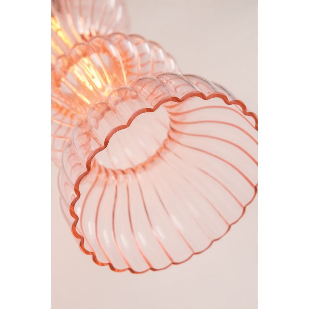 Pomfret Ribbed Glass Pendant in Polished Nickel