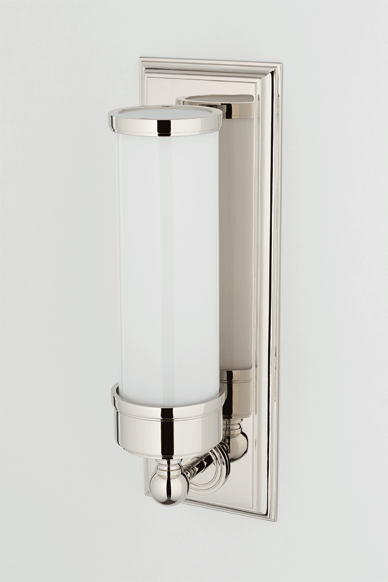 Everett Polished Nickel Wall Sconce with Glass Shade