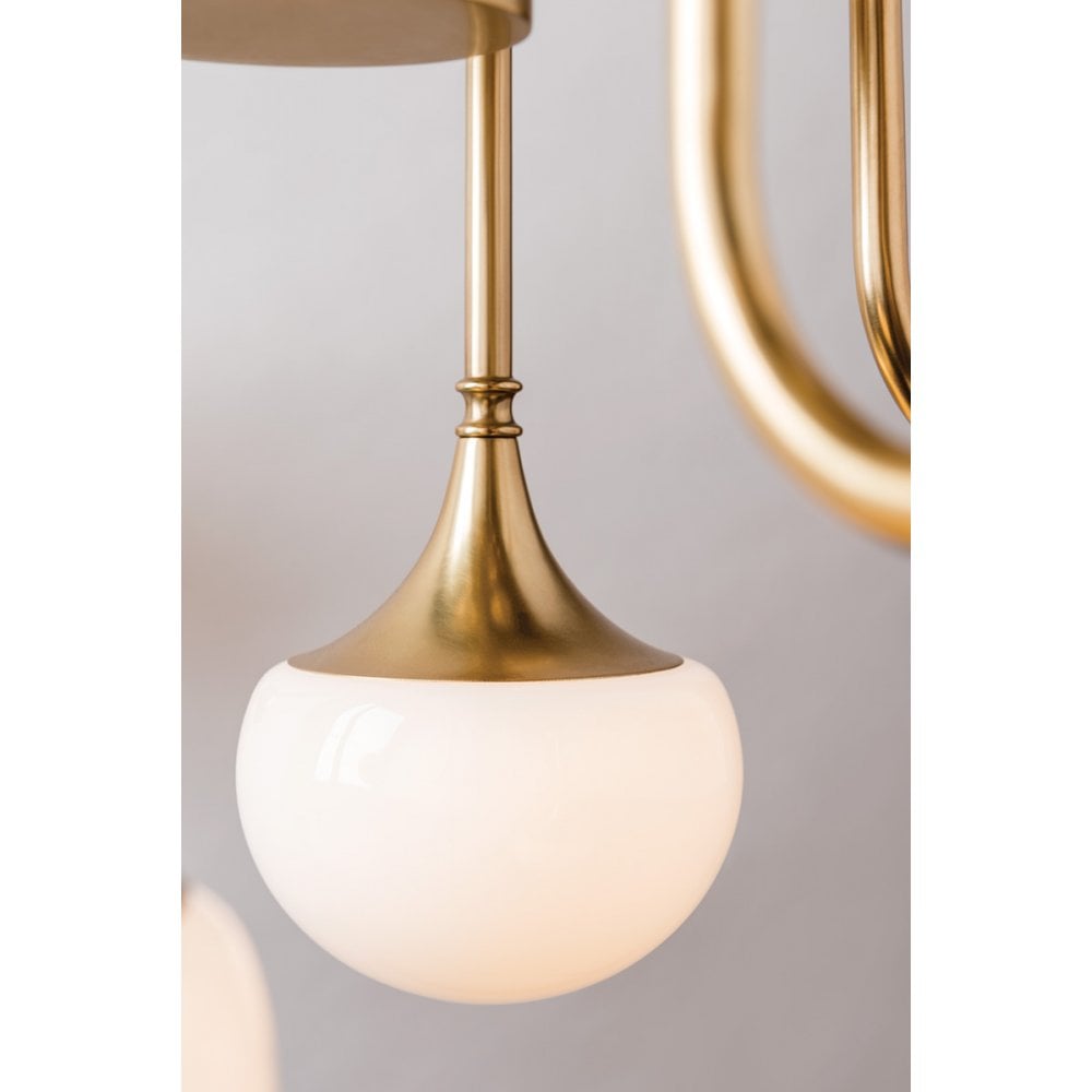 Fleming Modernist Brass Semi Flush Chandelier