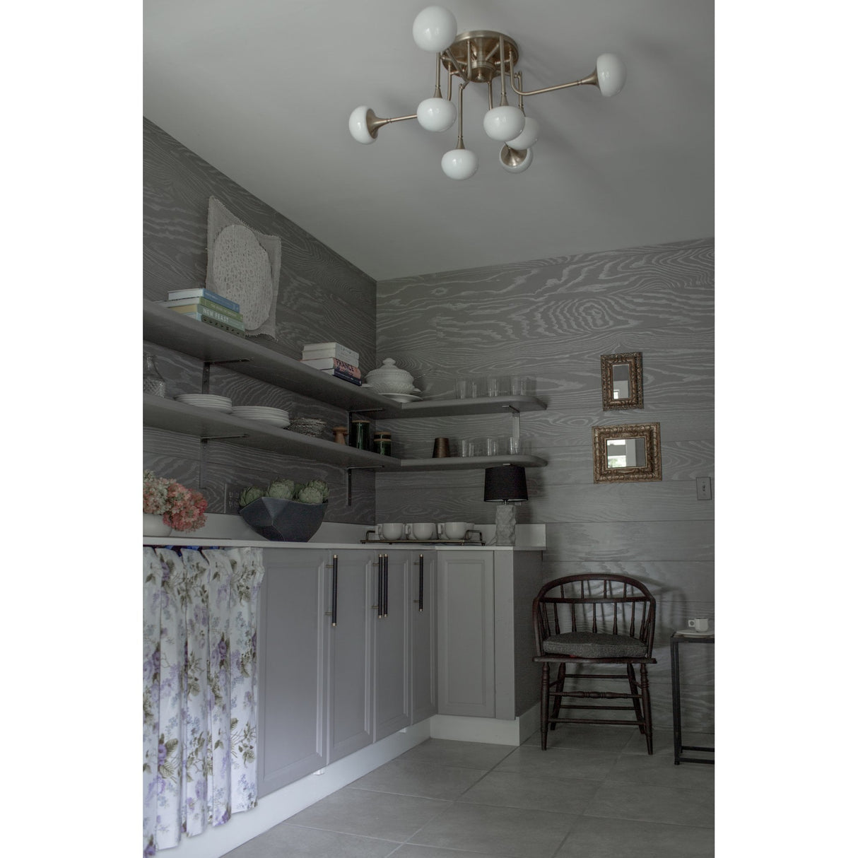 Fleming Modernist Brass Semi Flush Chandelier
