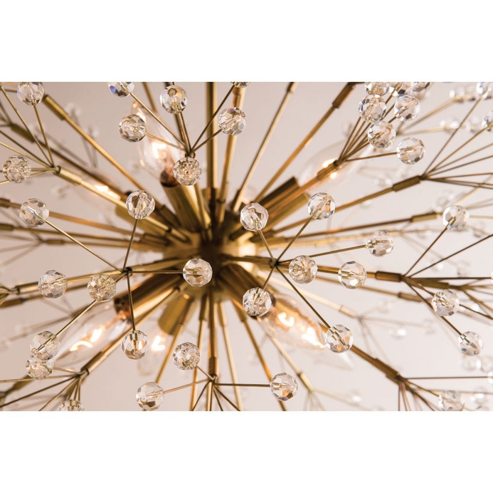 Dunkirk Aged Brass Crystal Burst Flush Mount