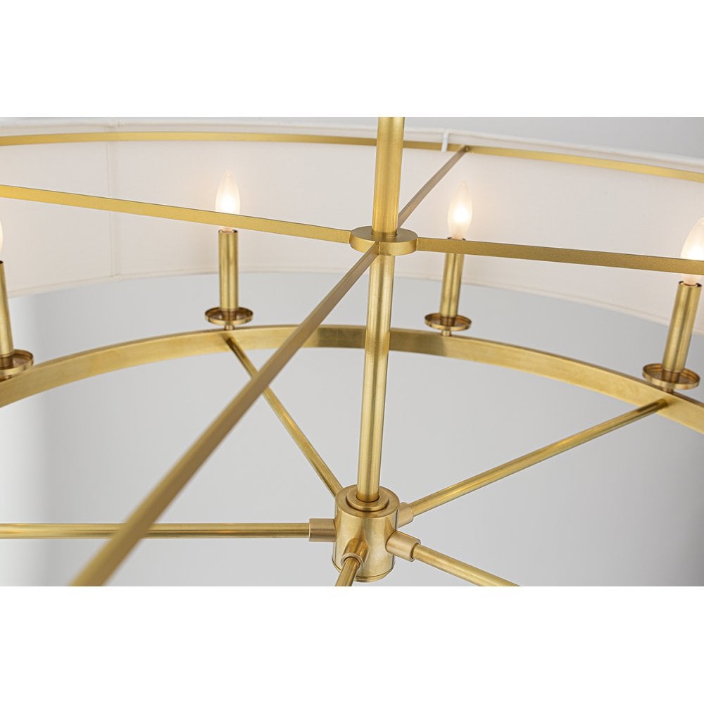 Durham Polished Nickel Linear Chandelier with Linen Drum Shade