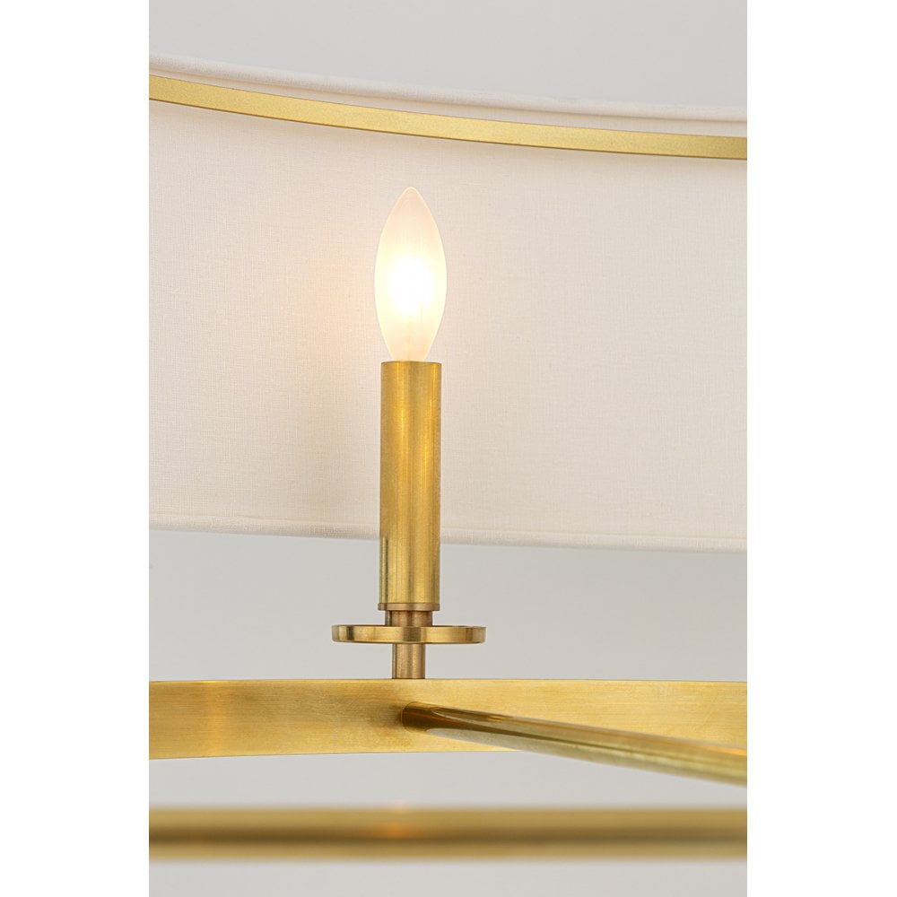 Durham Polished Nickel Linear Chandelier with Linen Drum Shade