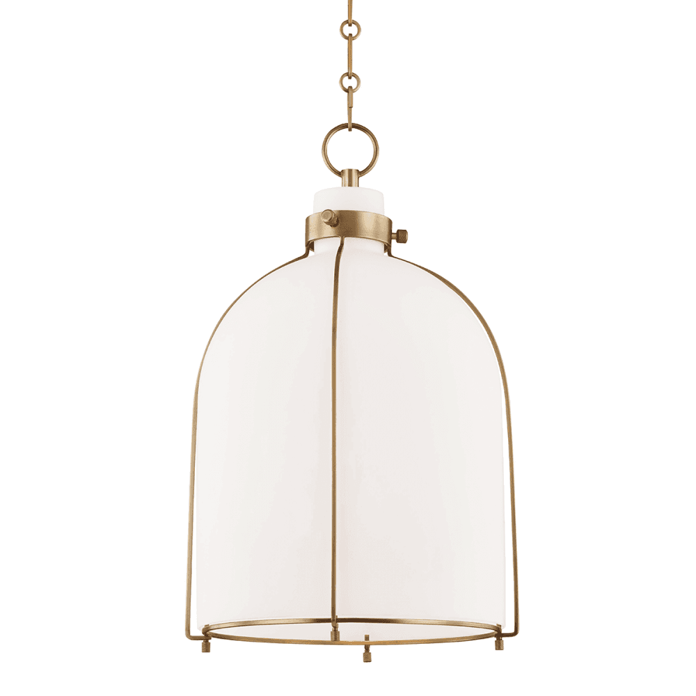 Eldridge Vintage Brass Pendant with Glass Shade