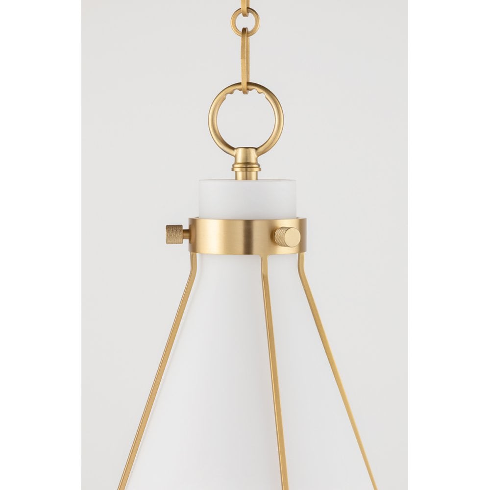 Eldridge Vintage Brass Pendant with Glass Shade