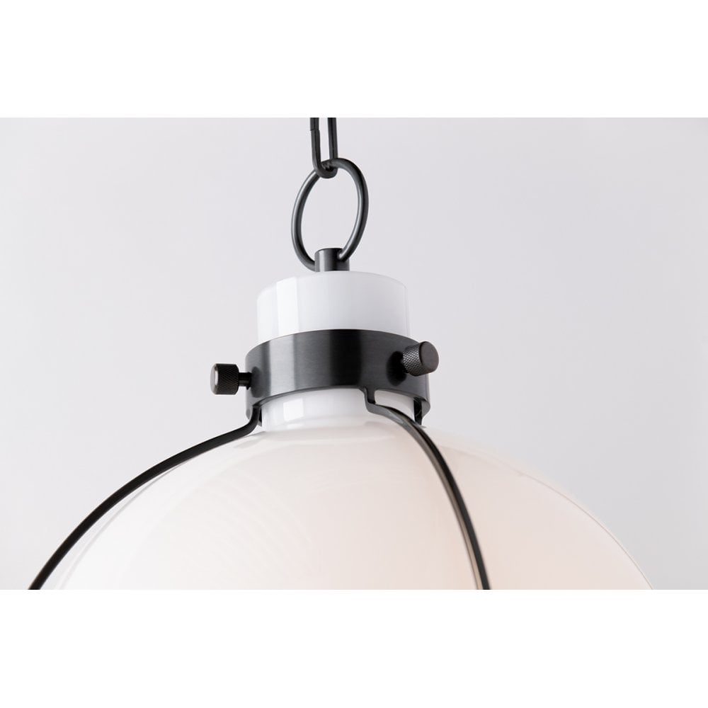 Eldridge Vintage Brass Pendant with Glass Shade