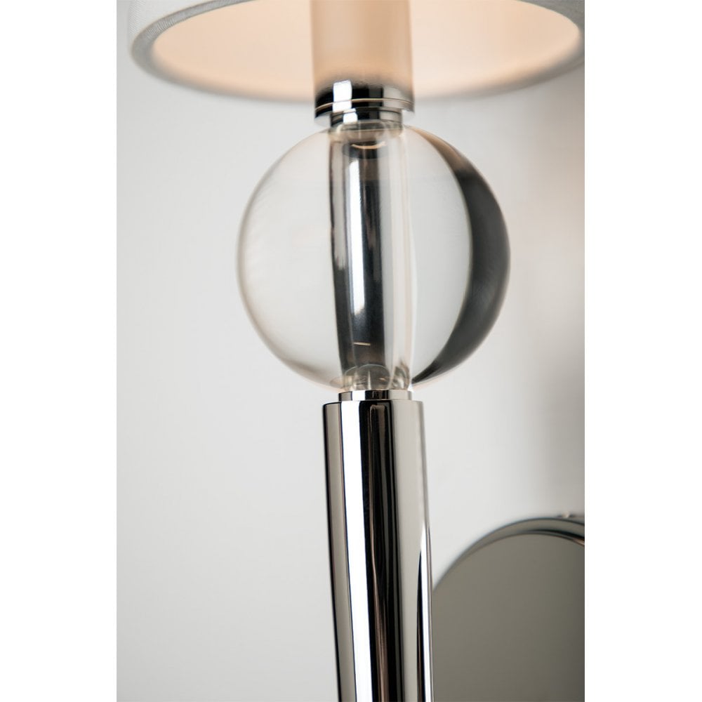 Rockland Crystal Orb Polished Nickel Wall Sconce