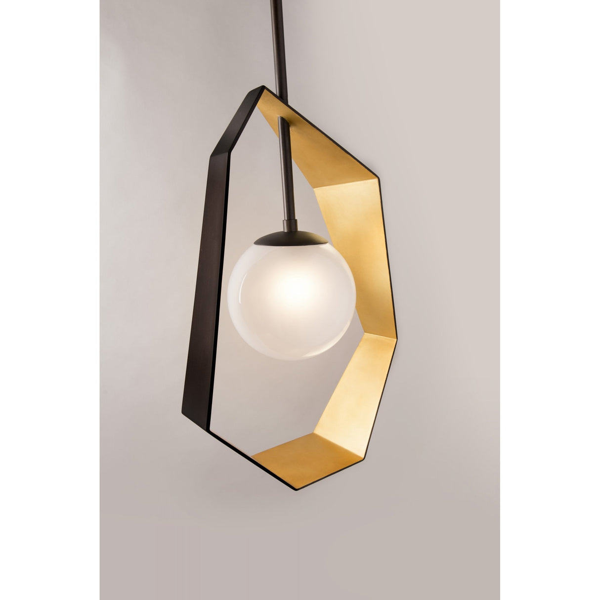 Bronze Origami Glass Orb with Gold Leaf Wall Sconce 23cm