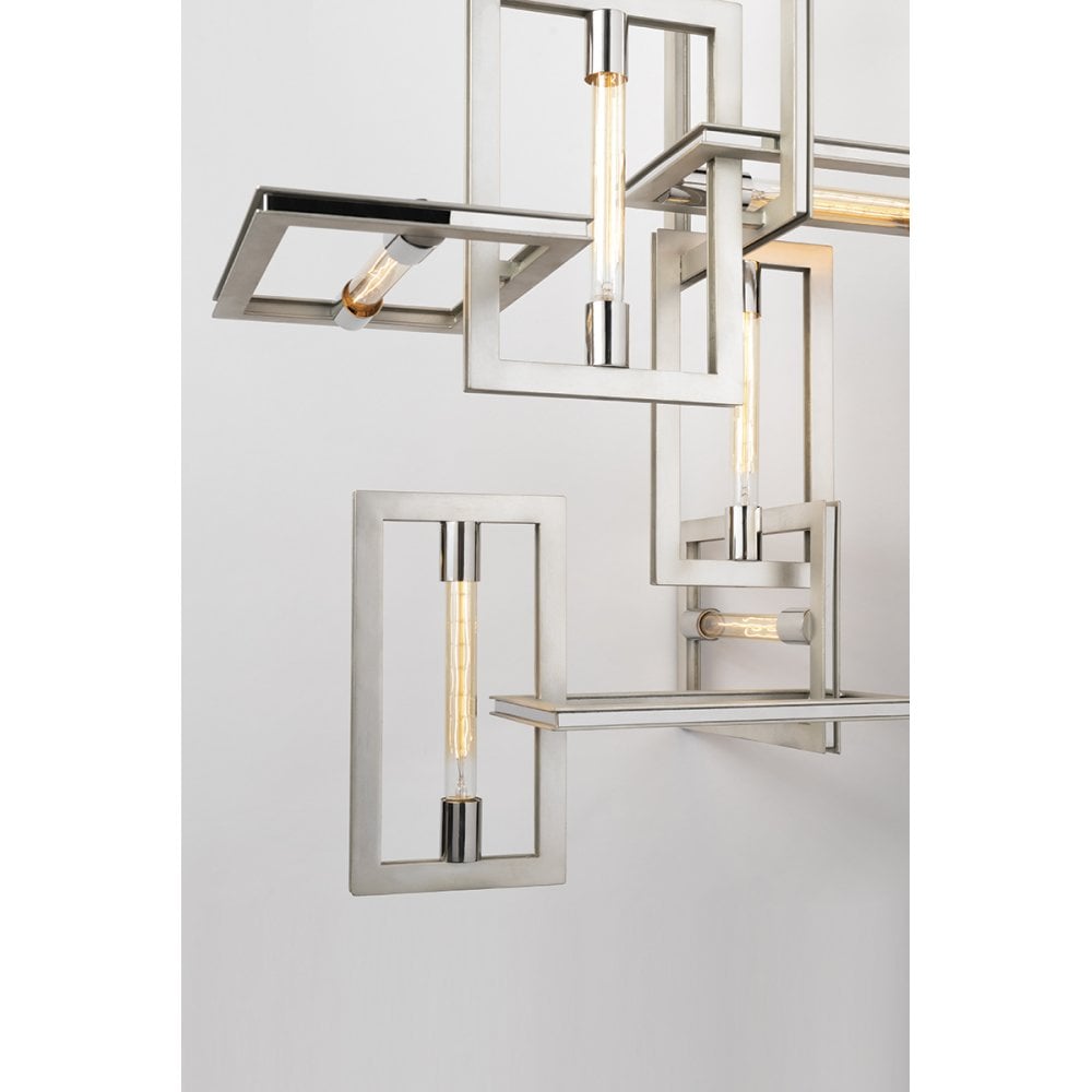 Interlocking Rectangular Iron Wall Sconce with Filament Accent Lights 36cm