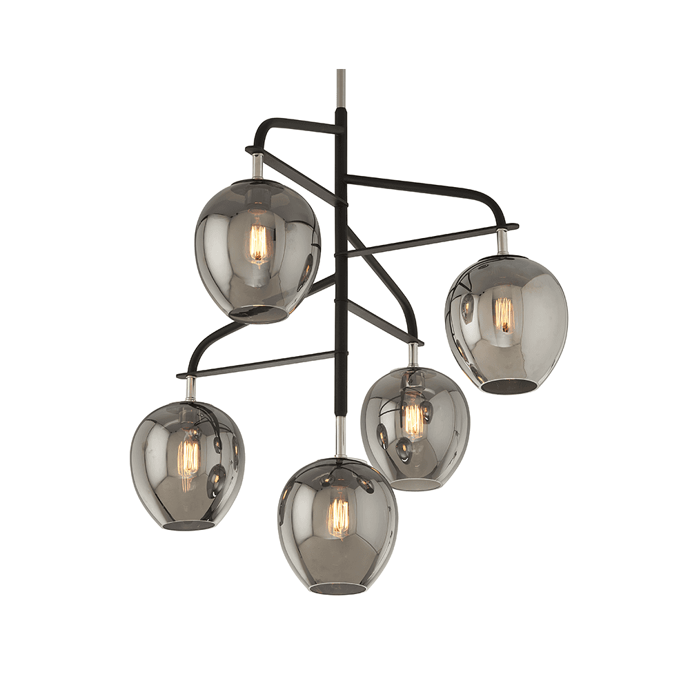 Elegant Odyssey Glass Shade Black Chandelier
