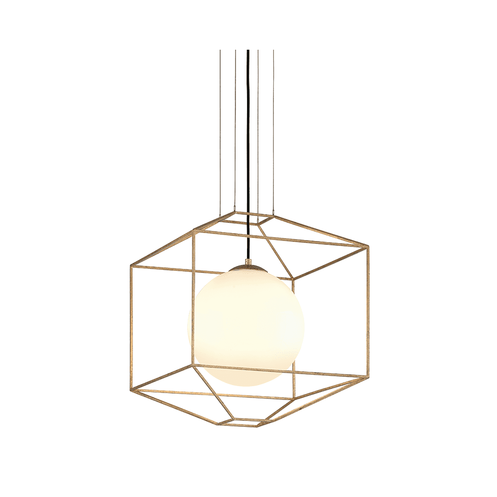 Golden Globe Pendant with Large Glass Shade