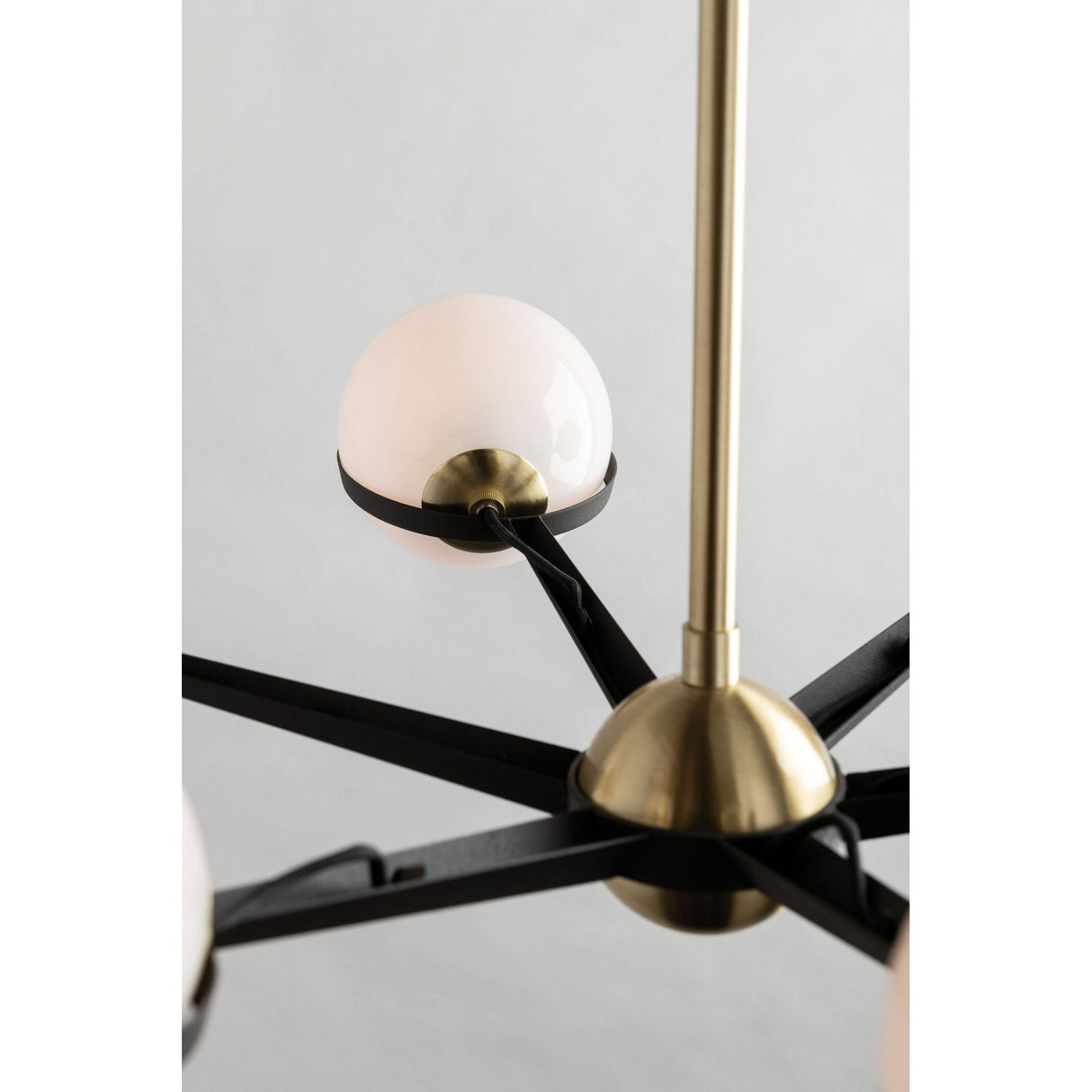 Brushed Brass Orbital Globe Chandelier with Glass Diffusers