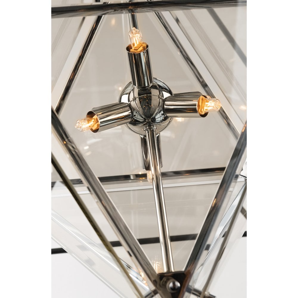Diamond Prism Glass and Forged Iron Pendant Light Fixture