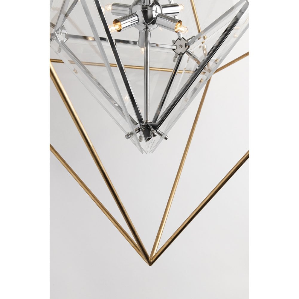 Diamond Prism Glass and Forged Iron Pendant Light Fixture