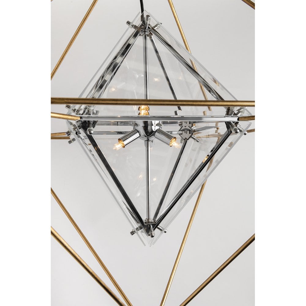 Radiant Topaz Diamond Prism Pendant with Forged Iron Finish