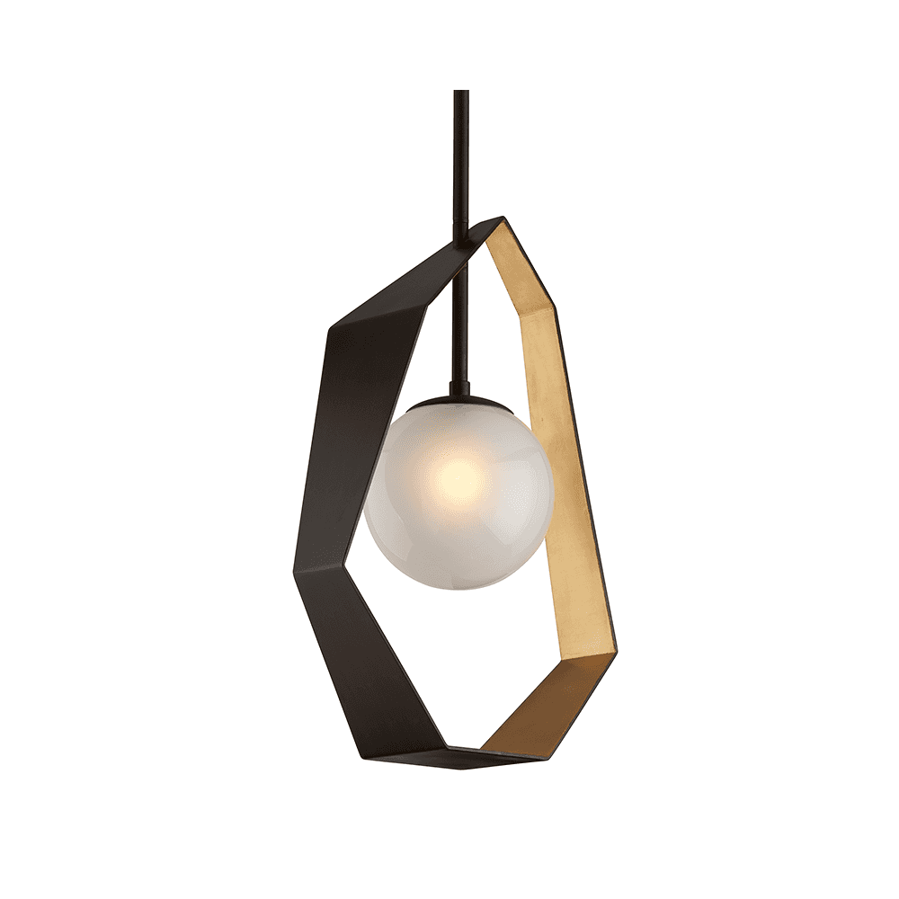 Geometric Bronze Gold Leaf Origami Pendant Light