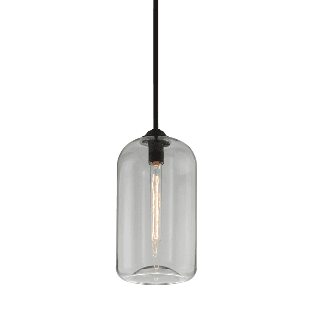 Satin Black Glass Pendant Light with E27 Socket