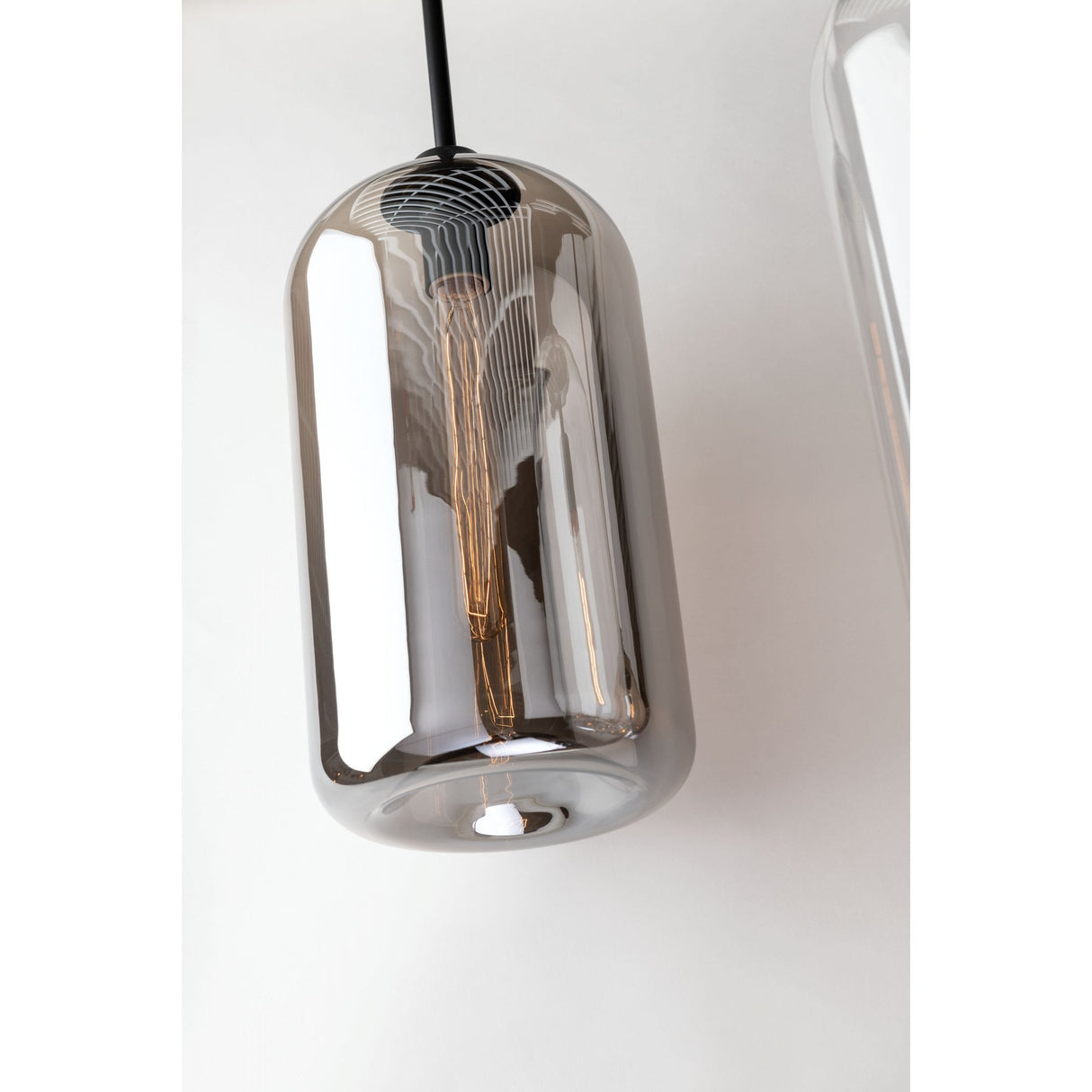 Elevate District Smoked Glass Pendant in Satin Black Finish