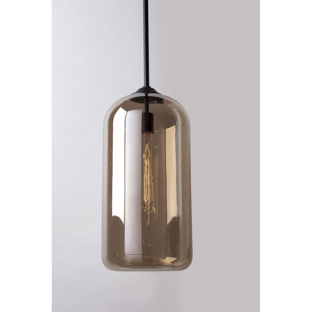 Elevate District Smoked Glass Pendant in Satin Black Finish