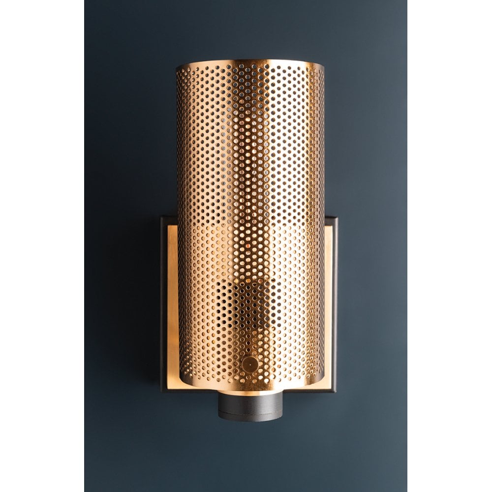 Pilsen Brass-Hued Steel Pendant with Perforated Design