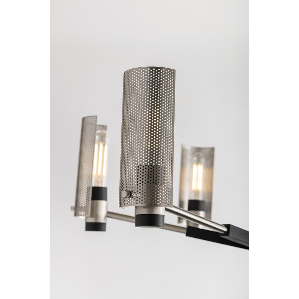 Pilsen Perforated Steel Pendant with Crackling Bulb Design in Carbide Black and Satin Nickel