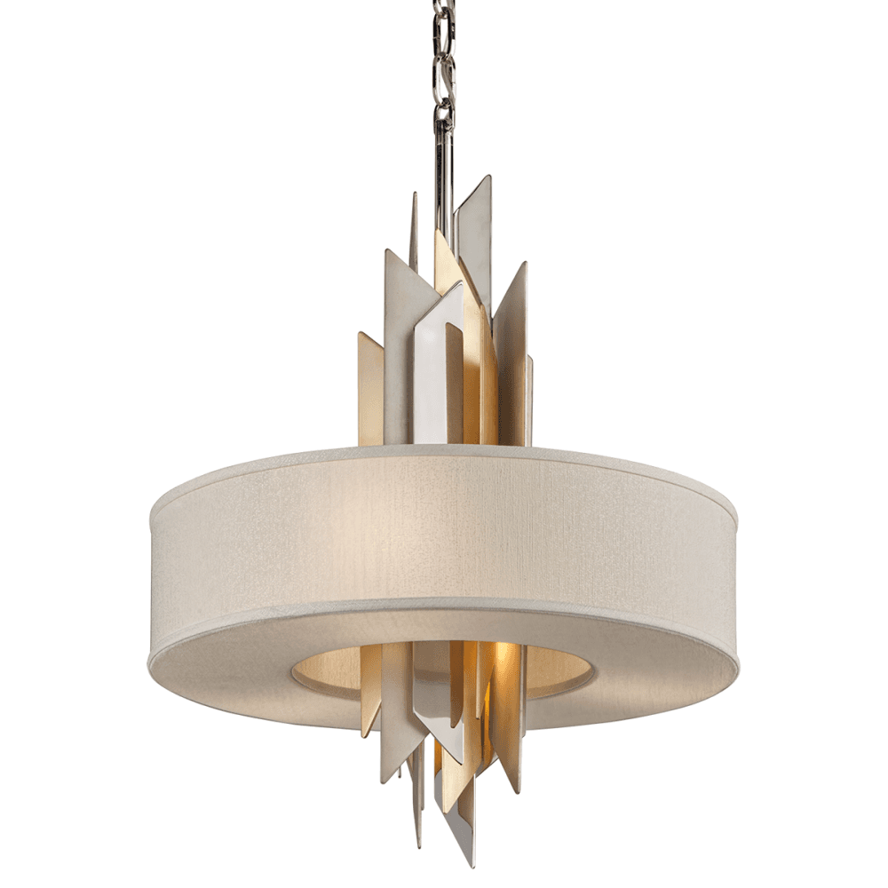 Contemporary Silver and Gold Stainless Steel Suspended Ceiling Light Fixture