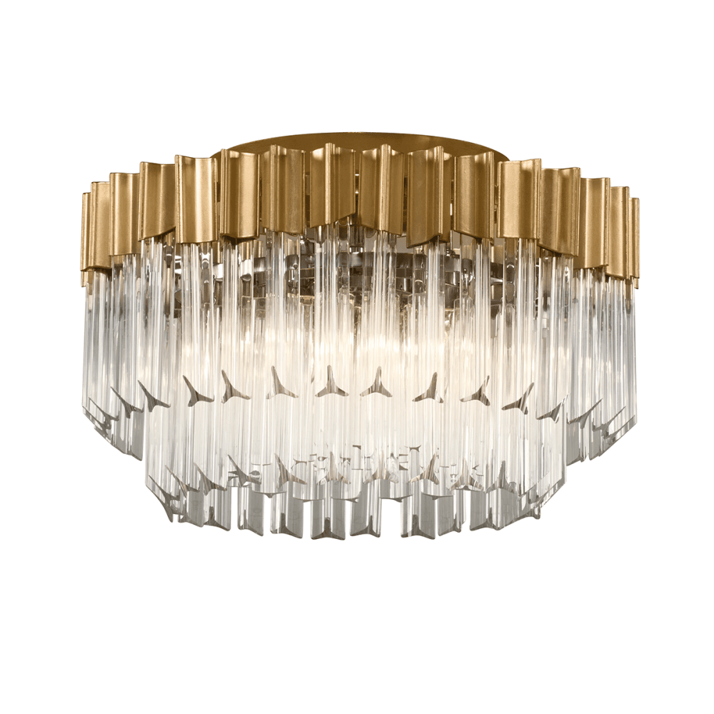 Radiance Gold Leaf Crystal Cylinder Semi-Flush
