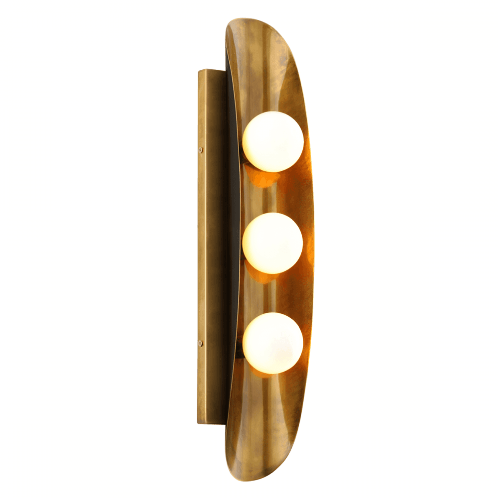 Hopper Deluxe Triple Brass and White Glass Wall Sconce