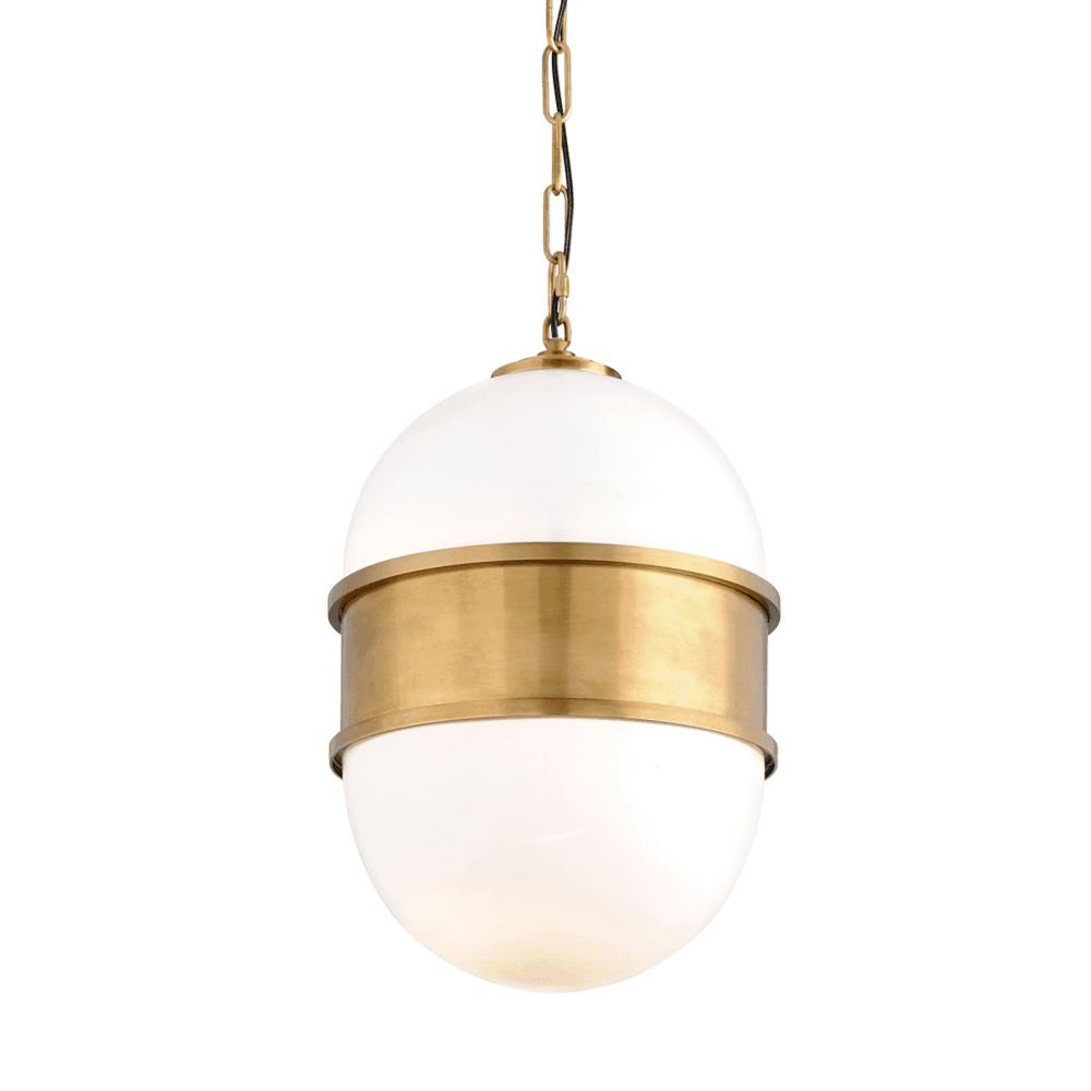 Broomley Opal Glass Brass-Bound Vintage Pendant