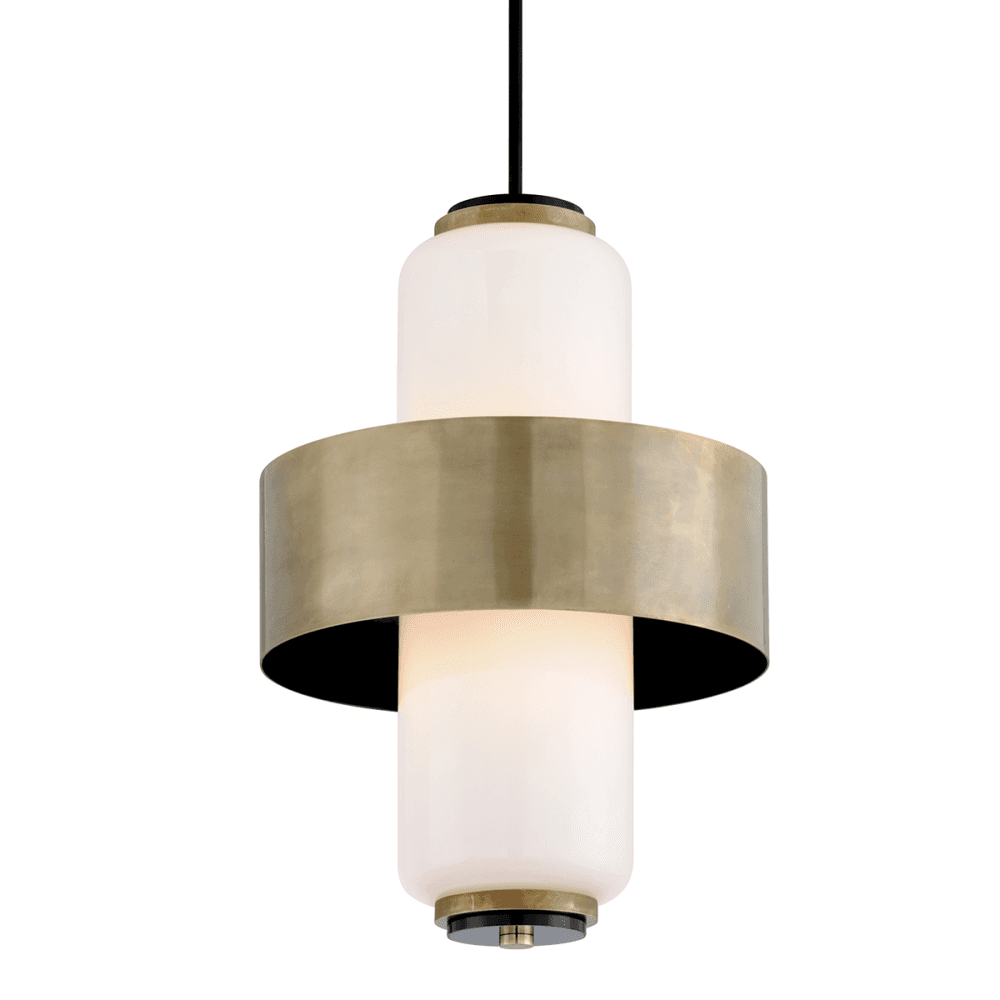 Melrose Vintage Brass and Glass Hoop Pendant Lamp