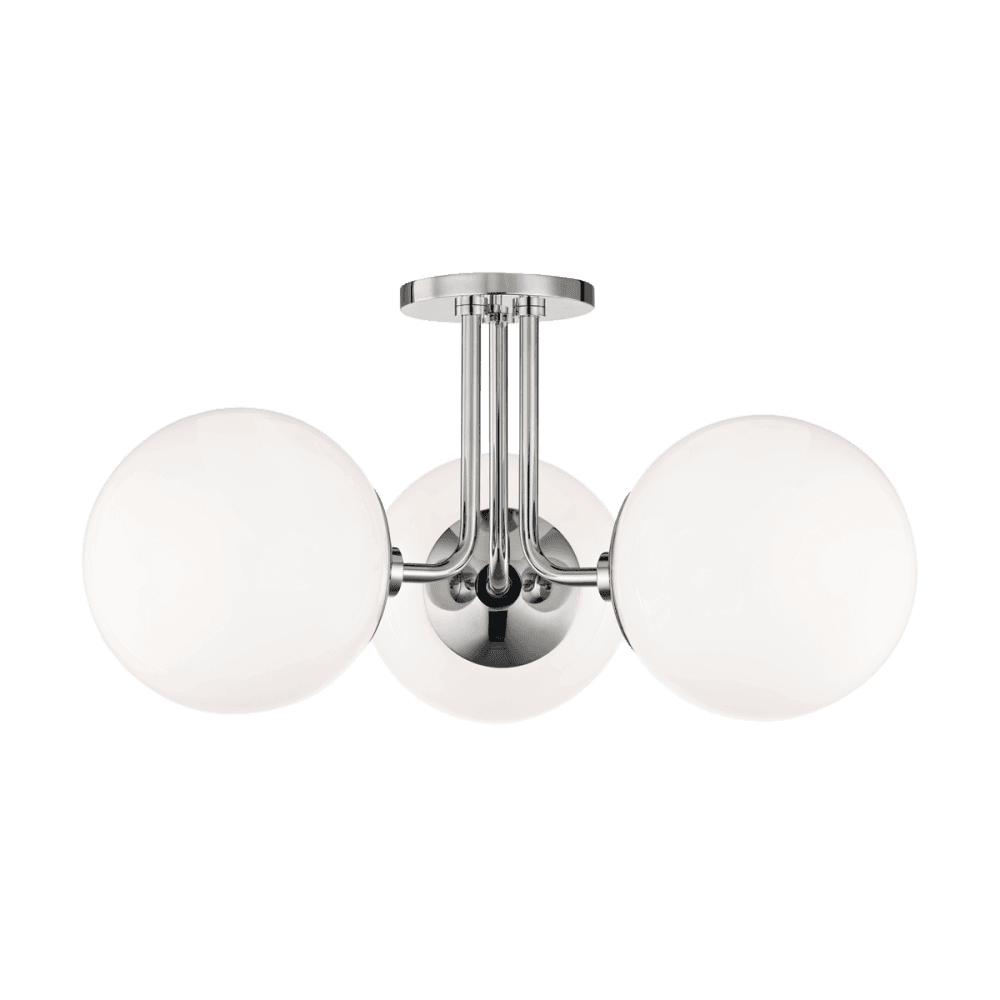 Stella Trio Radiance Semi Flush Ceiling Light in Polished Nickel