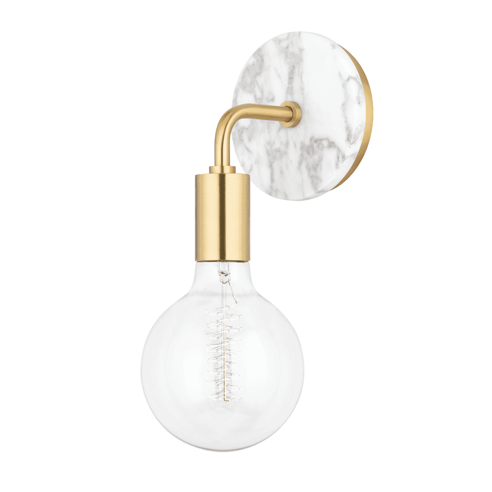 Chloe Brass and Glass Wall Sconce in Vintage Design