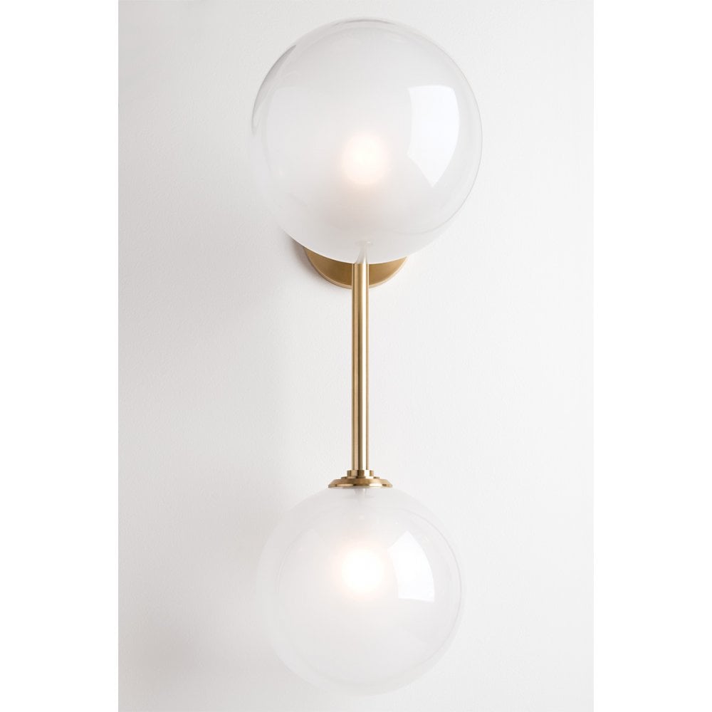 Ashleigh Polished Nickel Double Globe Glass Shade Wall Light