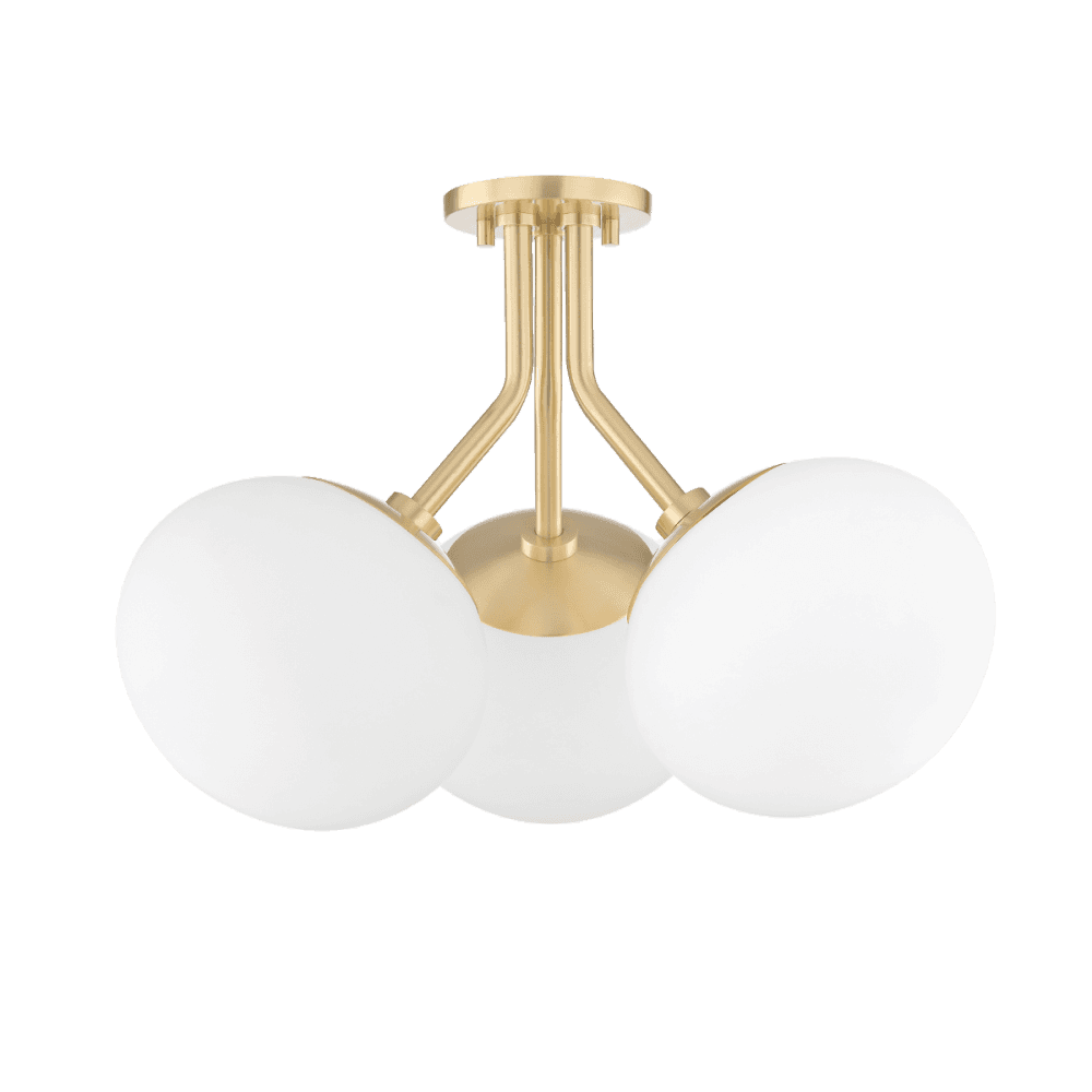 Estee Aged Brass Trio Flush Ceiling Light