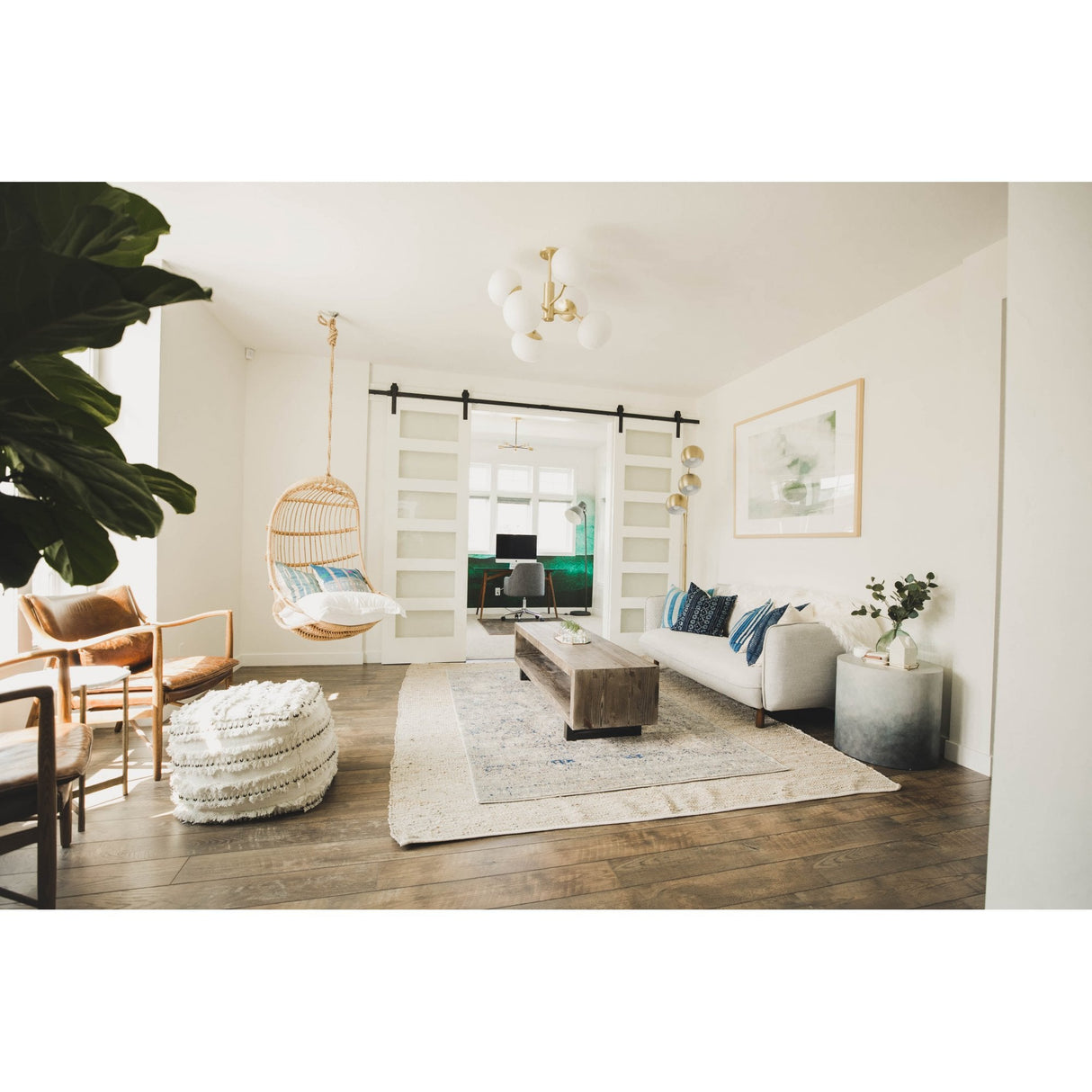 Estee Luxe Glass and Nickel Chandelier