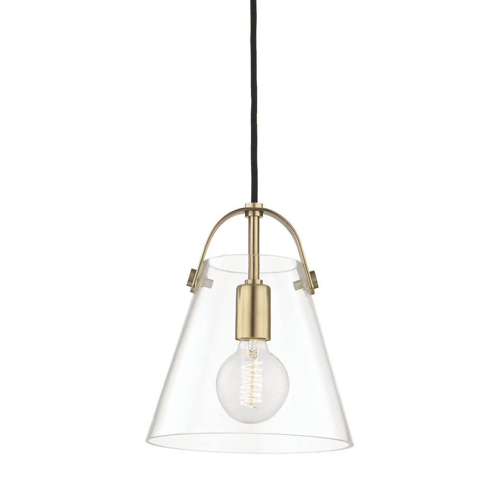 Karin Modern Aged Brass Glass Pendant Light
