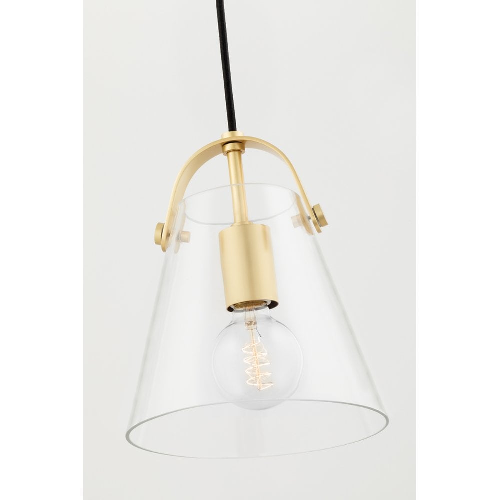 Karin Modern Aged Brass Glass Pendant Light