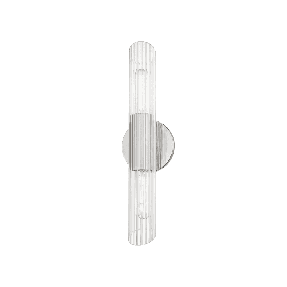 Cecily Polished Nickel Dual-Light Glass Wall Sconce