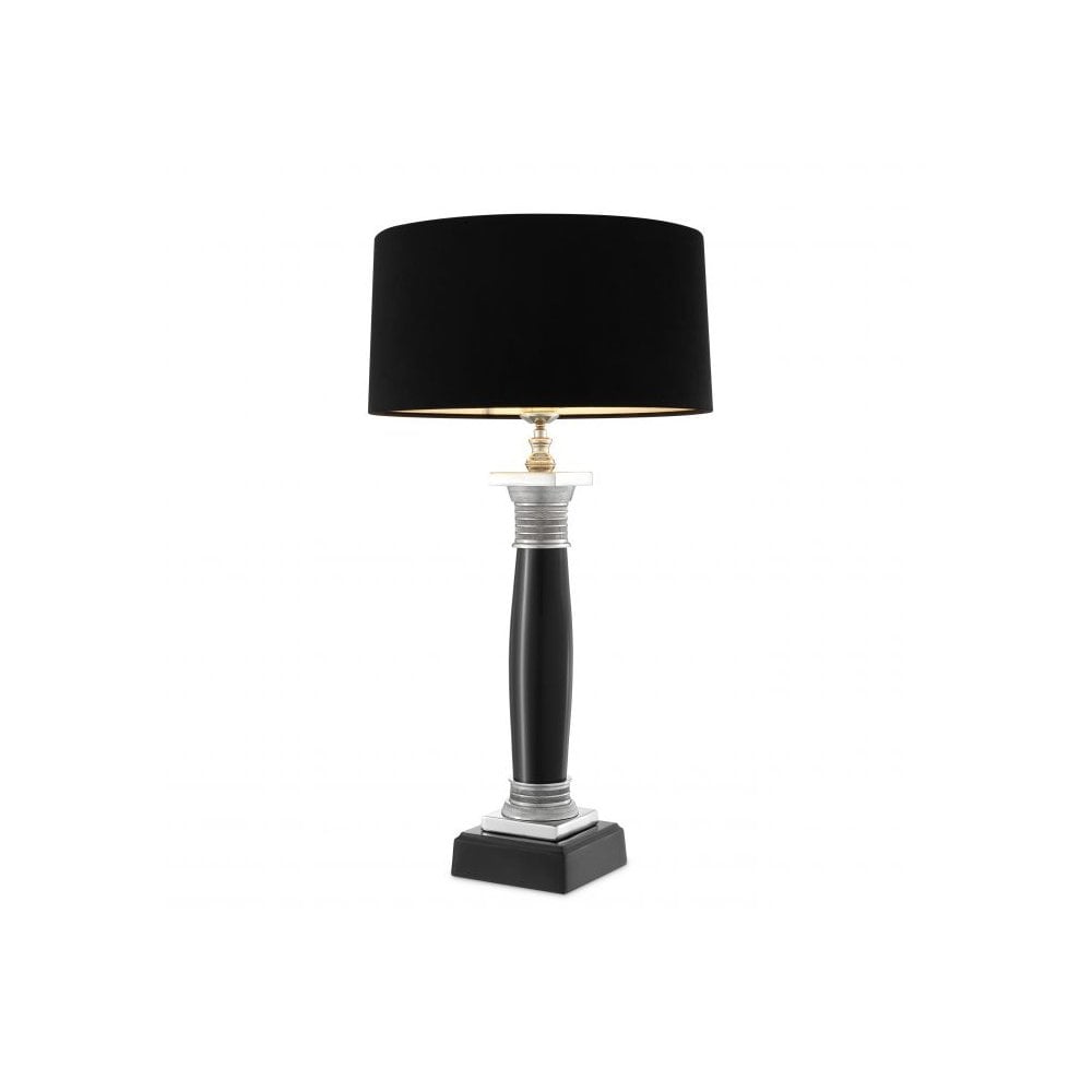 Napoleon Elegant Table Lamp - Black Marble Column Base with Nickel Accents