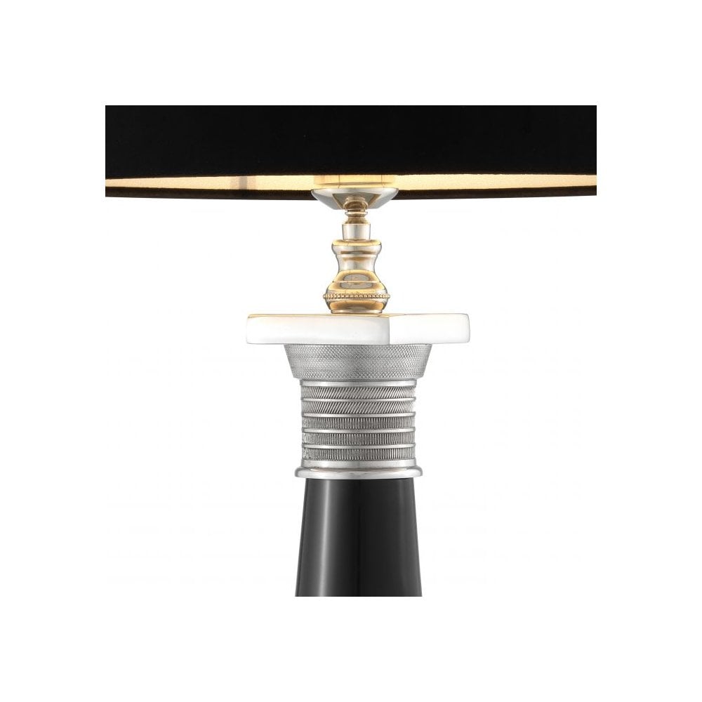 Napoleon Elegant Table Lamp - Black Marble Column Base with Nickel Accents