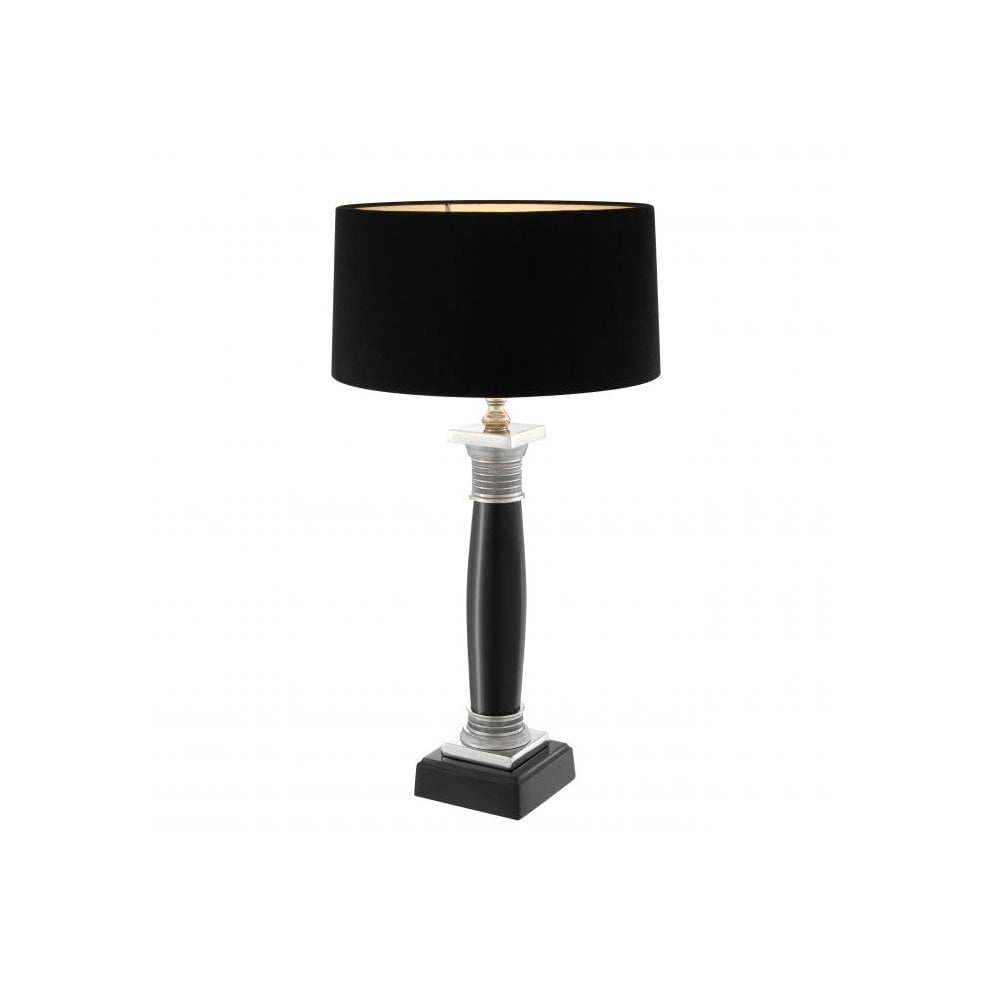 Napoleon Elegant Table Lamp - Black Marble Column Base with Nickel Accents