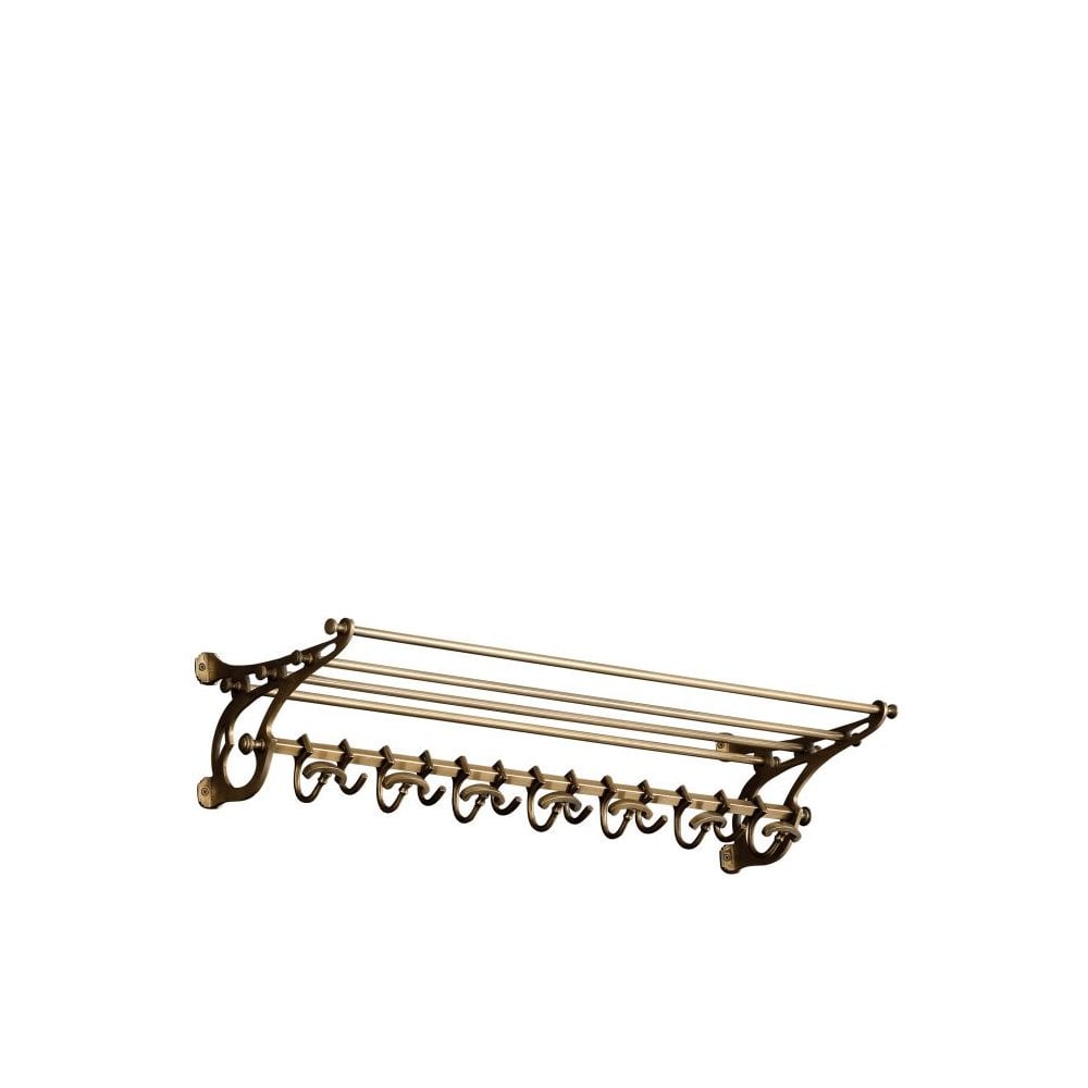 Nostalgic Steam Train Brass Coatrack with Shelf and Hooks