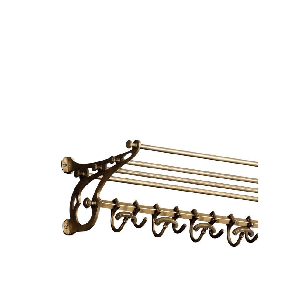 Nostalgic Steam Train Brass Coatrack with Shelf and Hooks