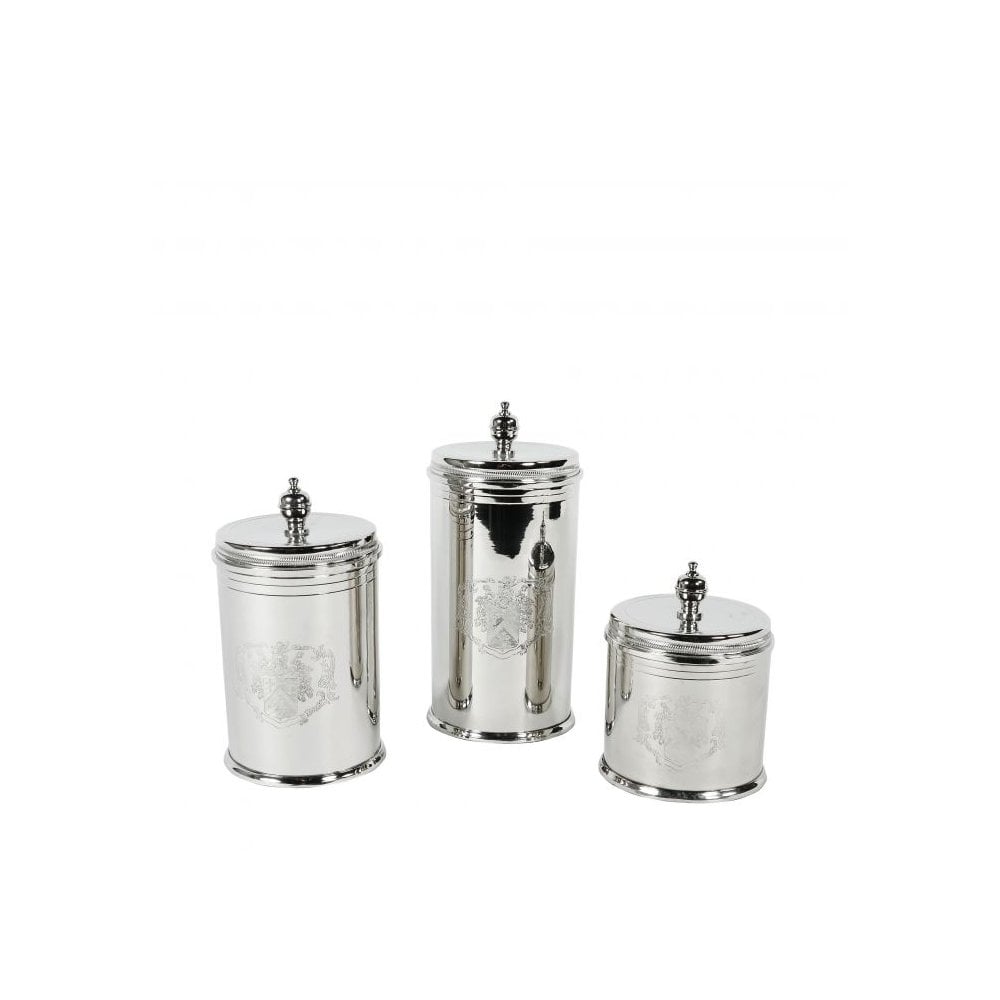 Gaston Biscuit Box Trio: Elegant Nickel-Finished Canister Set