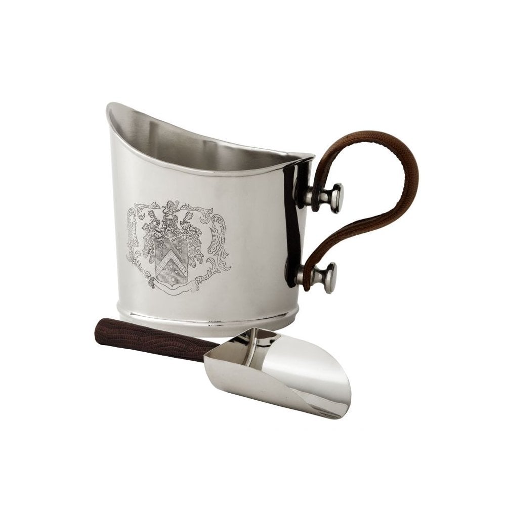 Elegant Nickel-Plated Decanter Set with Embossed Leather Accents